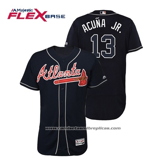 Camiseta Beisbol Hombre Atlanta Braves Ronald Acuna Jr. Flex Base Autentico Collezione Alterno 2019 Azul